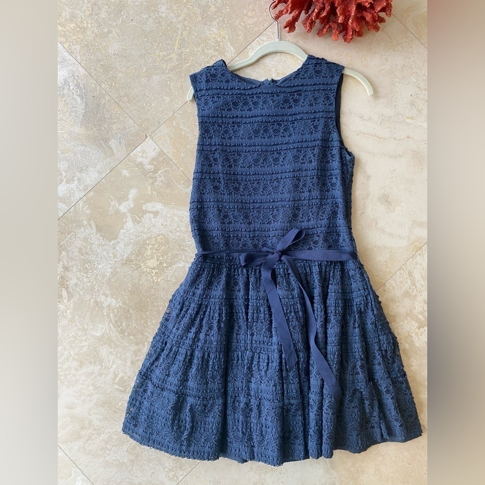 Zara Basic Fit & Flair Sleeveless Blue Lace Dress - M